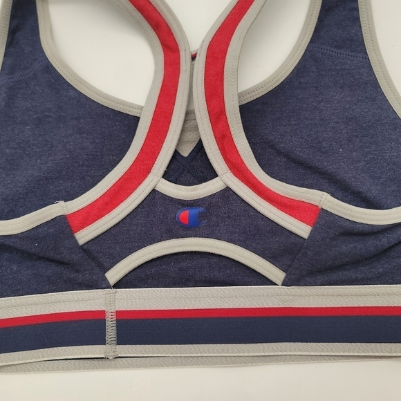 NWT Champion Sport Bra Women Size S RacerBack Gray Red Navy Blue Logo - Picture 7 of 9